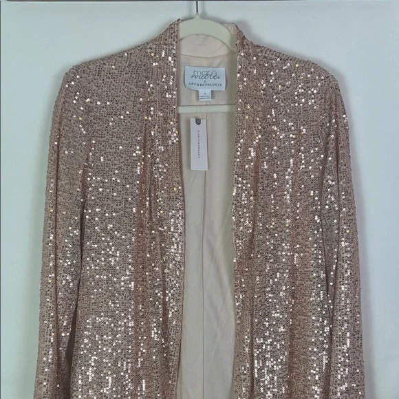 Anthropologie x Mare Mare Rose Gold Sequin Duster Cardigan Small - Picture 3 of 11